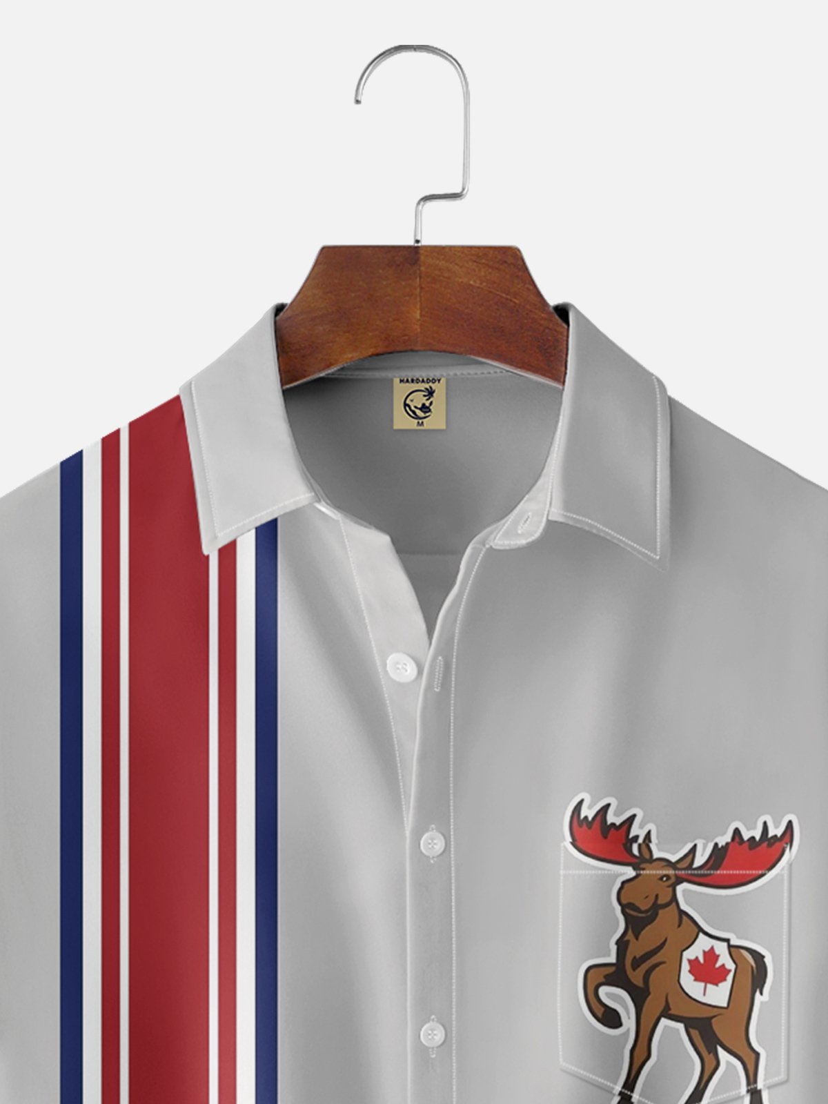 Moisture-wicking Canada Day Moose Chest Pocket Bowling Shirt