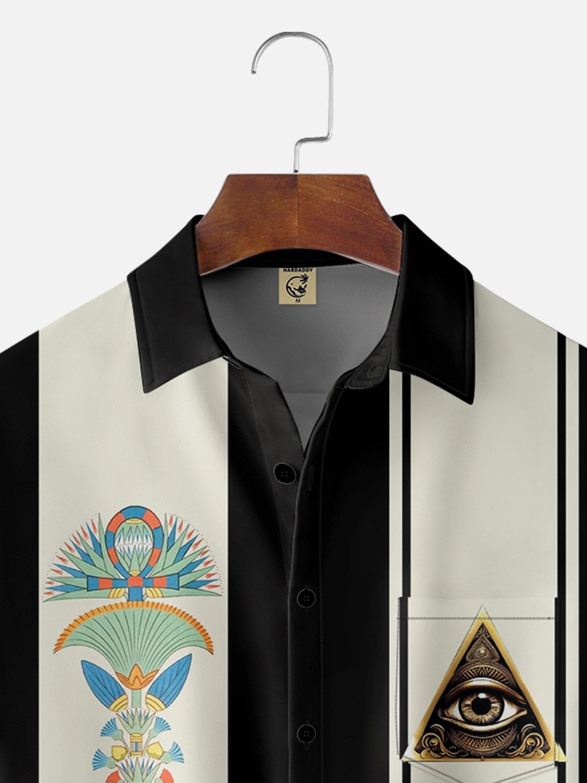 Moisture-wicking Egyptian Mystical Eye Chest Pocket Bowling Shirt