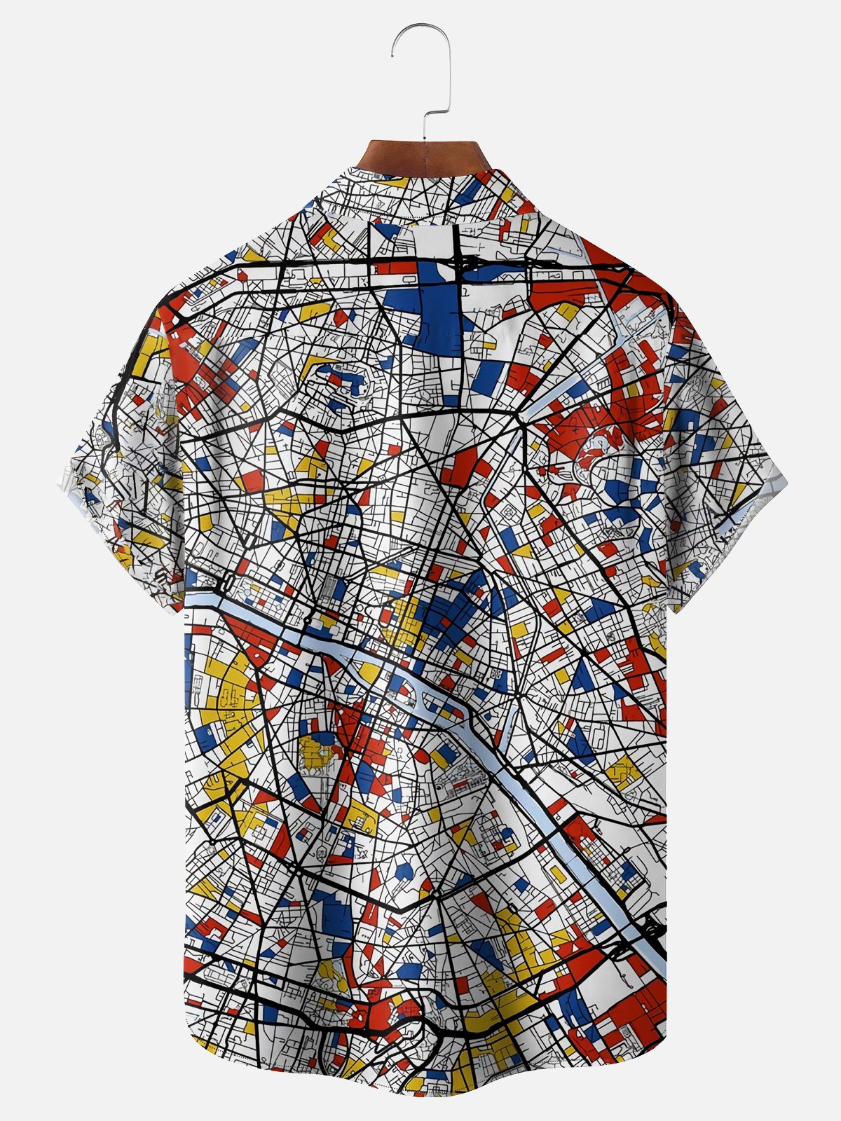 Moisture-wicking Art Map Chest Pocket Hawaiian Shirt