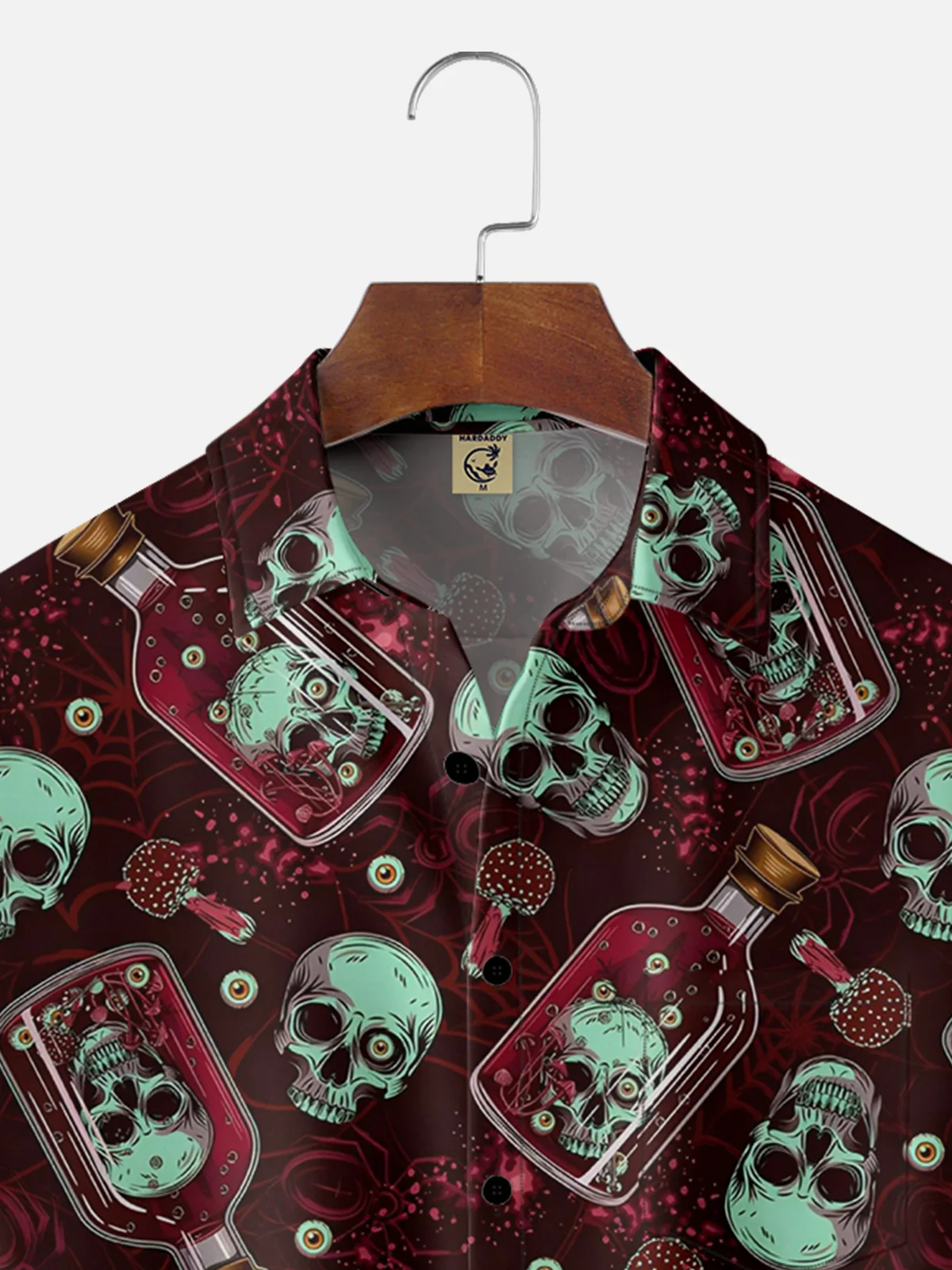 Moisture-wicking Halloween Skull Chest Pocket Hawaiian Shirt