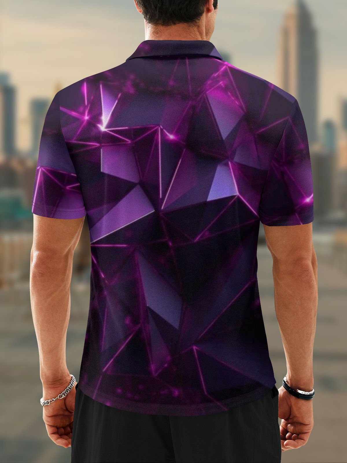 Moisture Wicking Golf Polo 3D Gradient Color Abstract Geometric