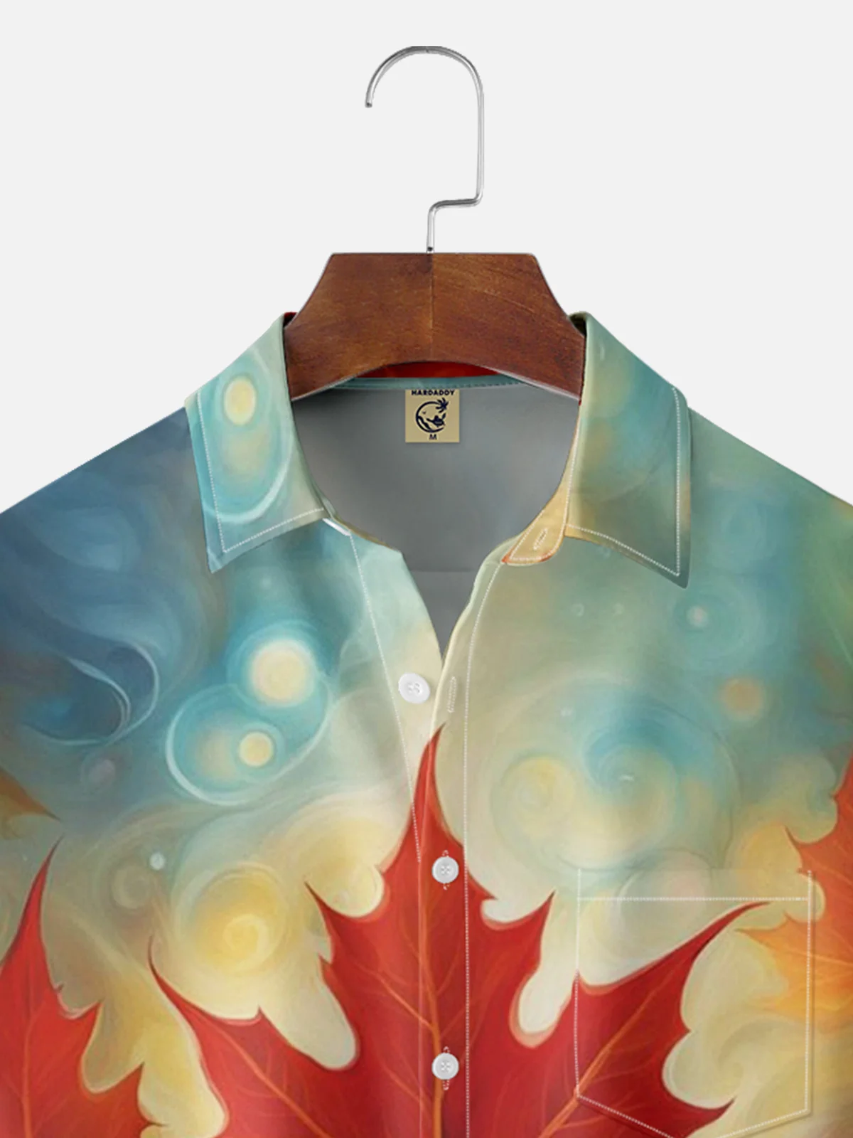 Moisture-wicking Art Fantasy Maple Leaf Chest Pocket Hawaiian Shirt