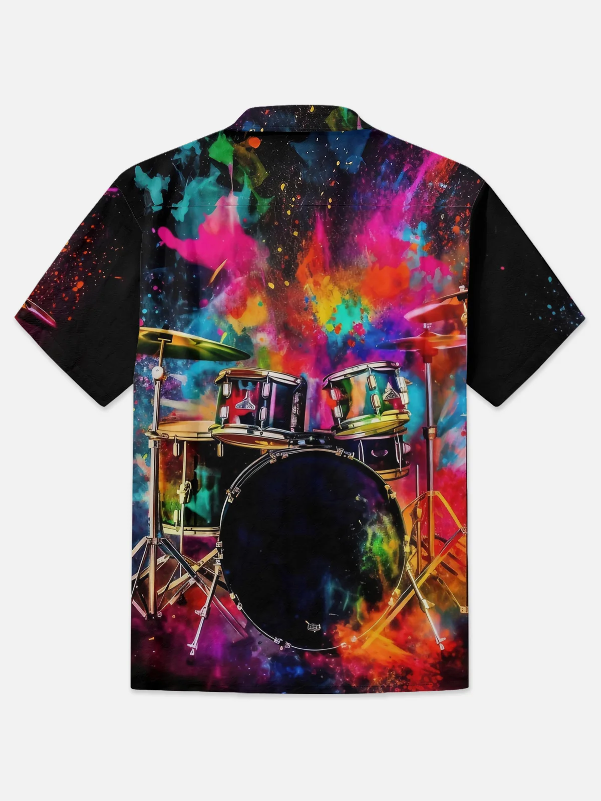 Moisture-wicking Drum Set Chest Pocket Hawaiian Shirt