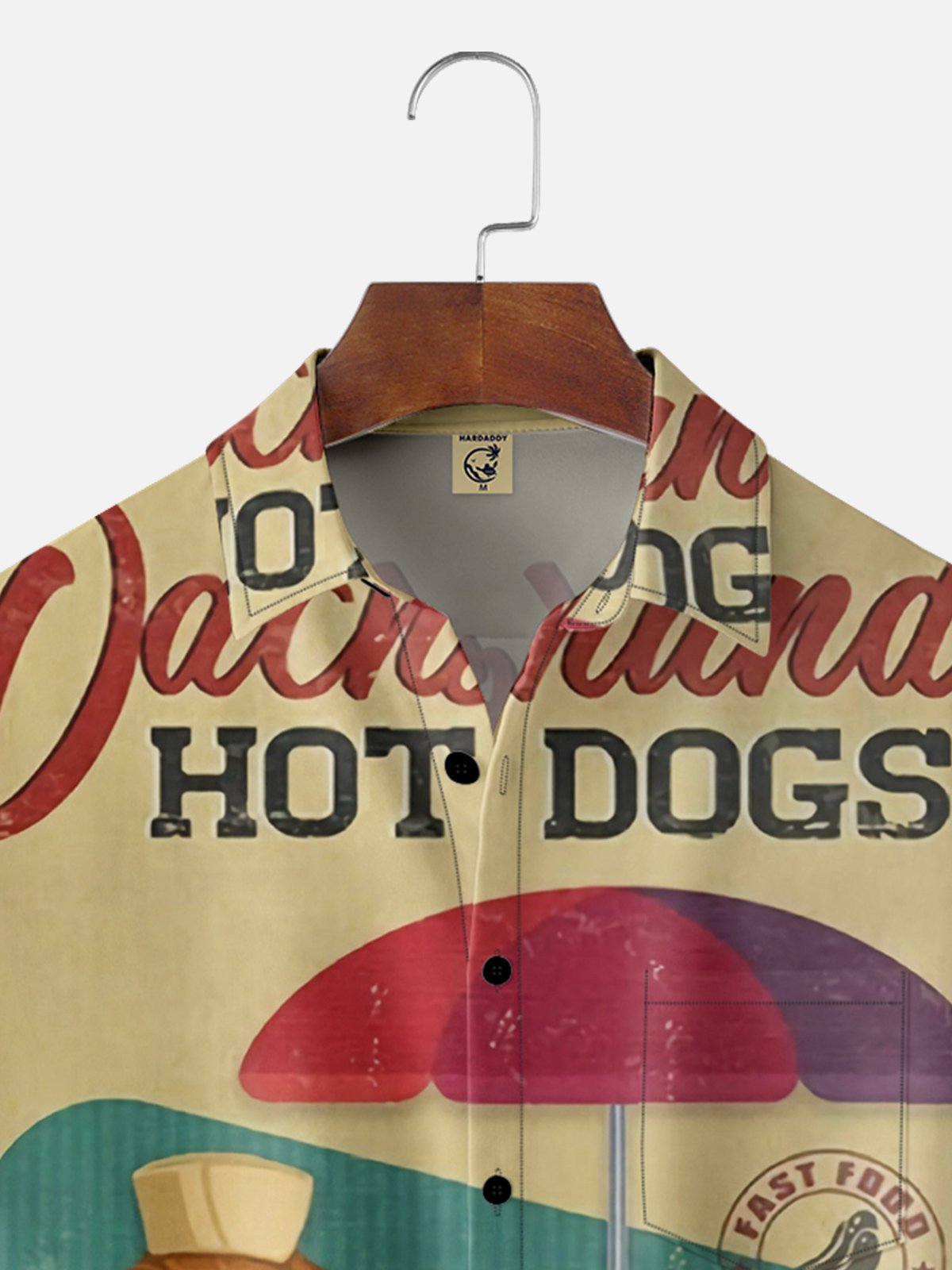 Moisture-wicking Dachshund Hot Dog Chest Pocket Hawaiian Shirt