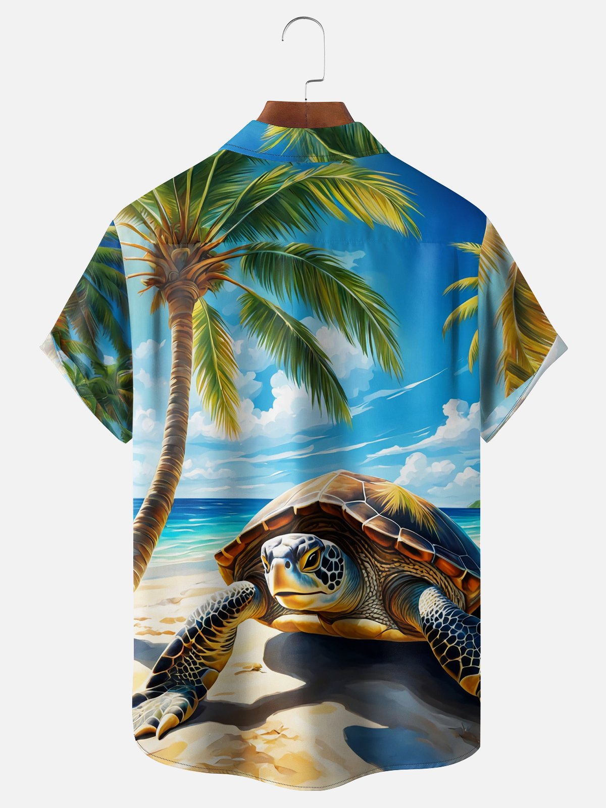 Moisture-wicking Sea Turtles Chest Pocket Hawaiian Shirt