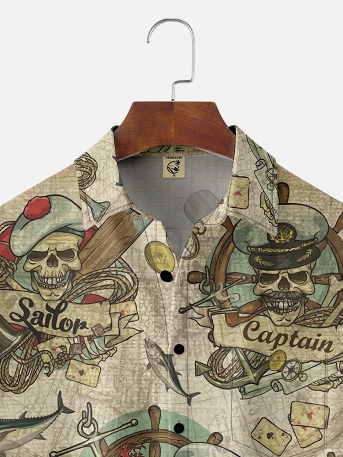 Moisture-wicking Pirate Chest Pocket Hawaiian Shirt