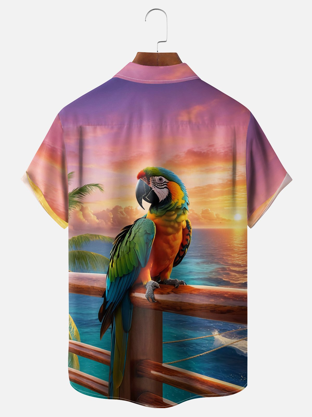 Moisture-wicking Parrot Chest Pocket Hawaiian Shirt