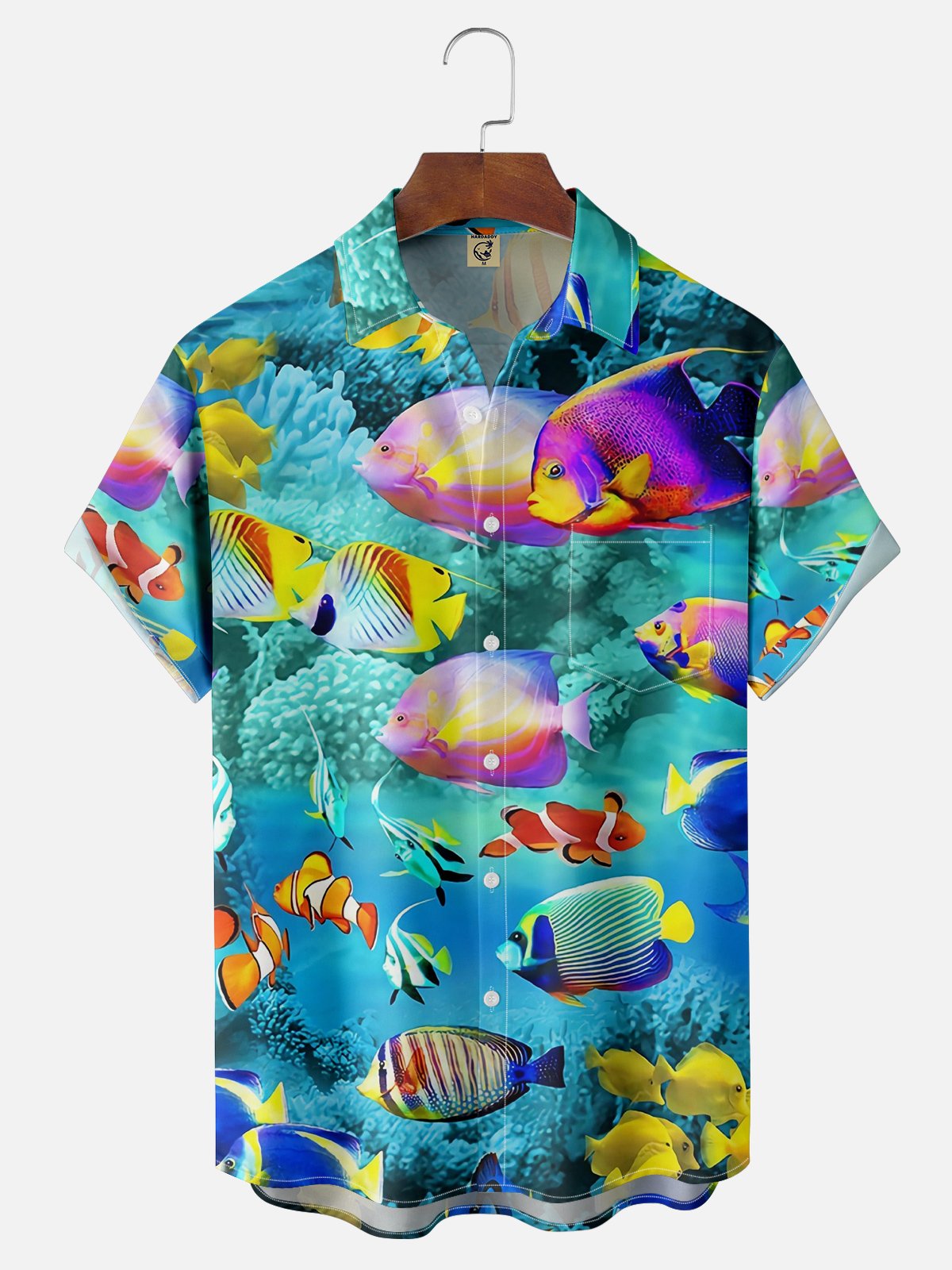 Hardaddy Sea Life Chest Pocket Short Sleeve Hawaiian Shirt
