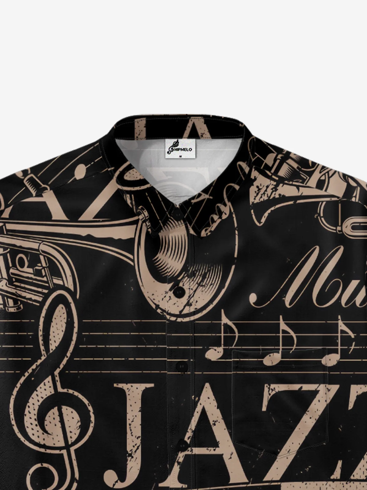 Moisture-wicking Jazz Music Chest Pocket Casual Shirt