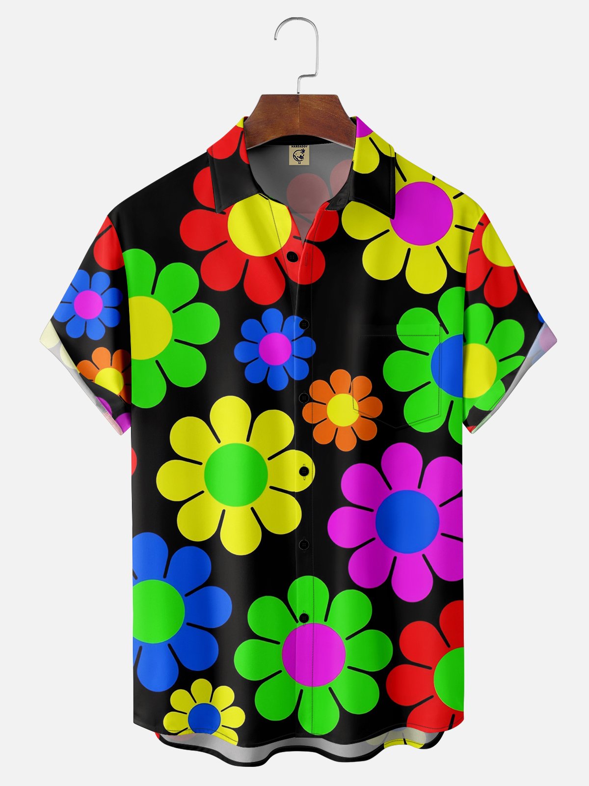 Hardaddy Flowers Chest Pocket Short Sleeve Hawaiian Shirt