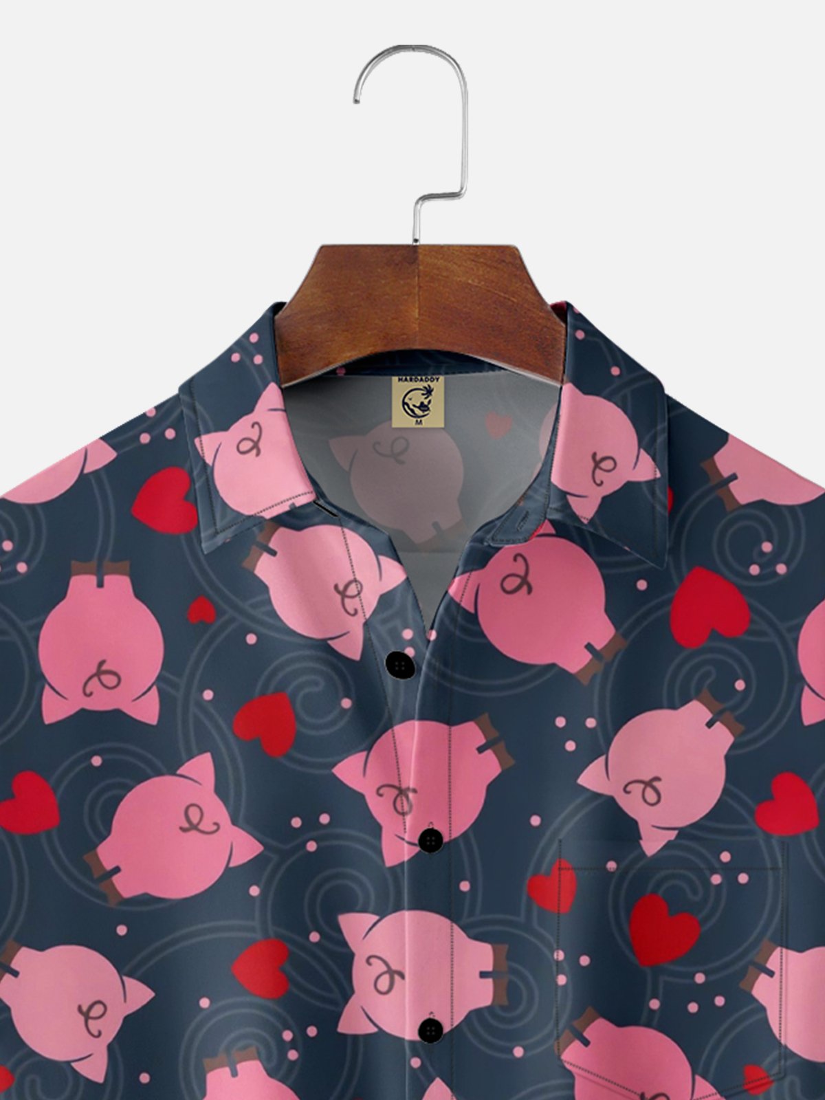 Moisture Wicking Abstract Geometric Pig Chest Pocket Hawaiian Shirt