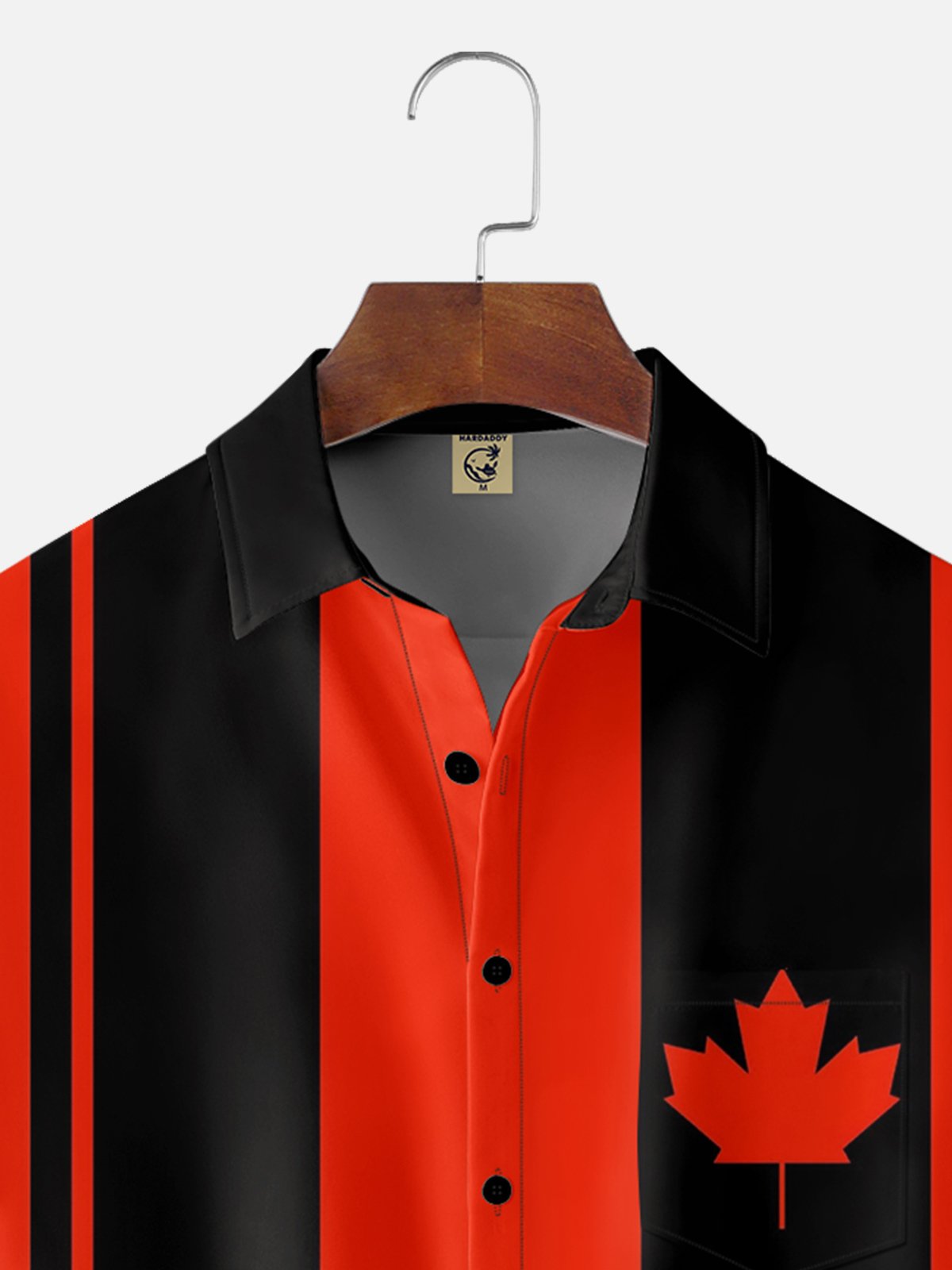 Moisture-wicking Canada Day Maple Leaf Chest Pocket Bowling Shirt