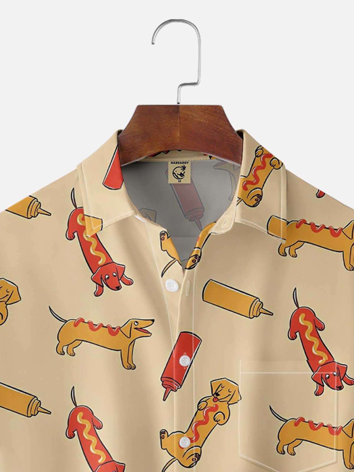 Moisture Wicking Hot Dog Chest Pocket Hawaiian Shirt