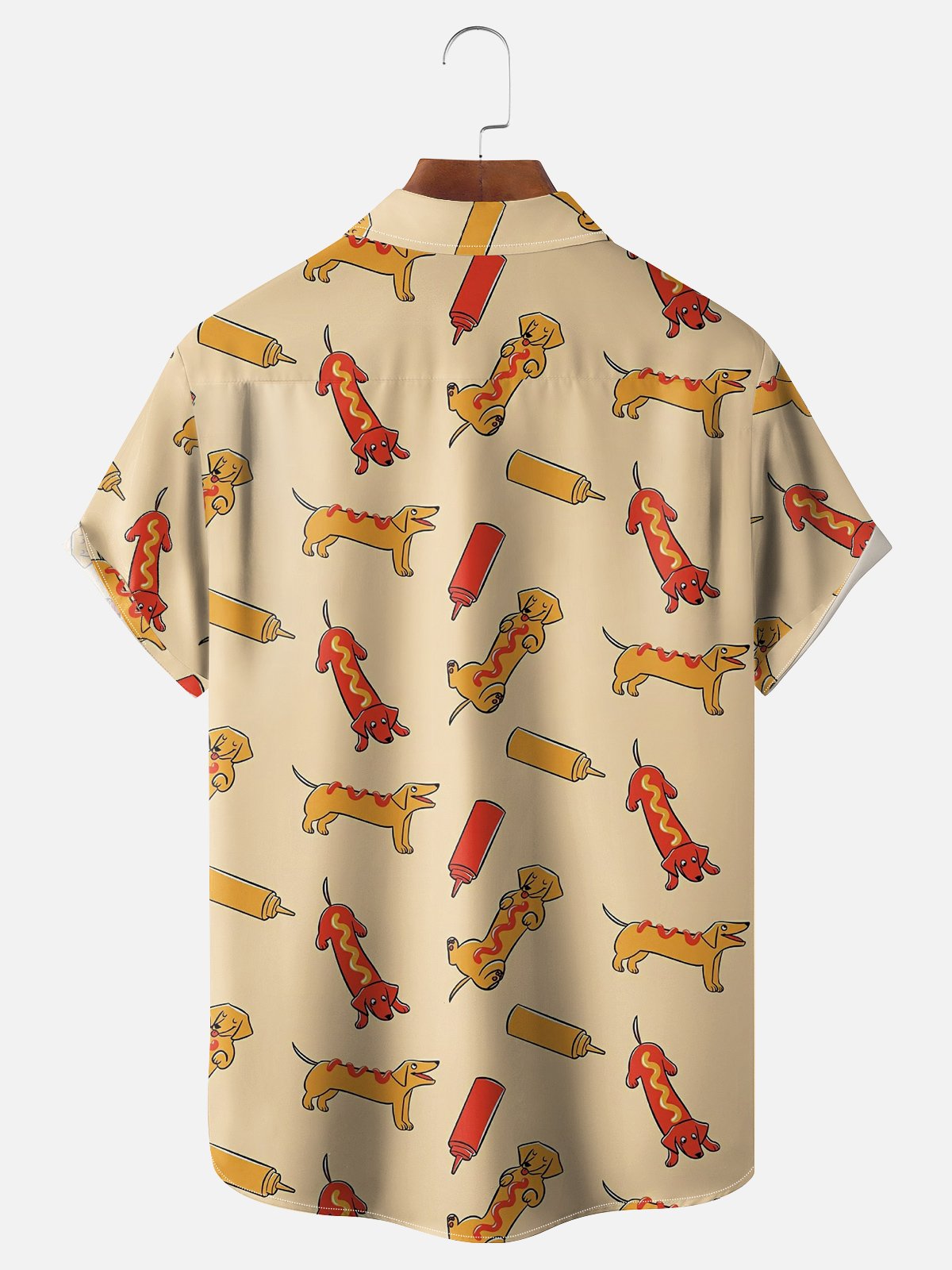 Moisture Wicking Hot Dog Chest Pocket Hawaiian Shirt