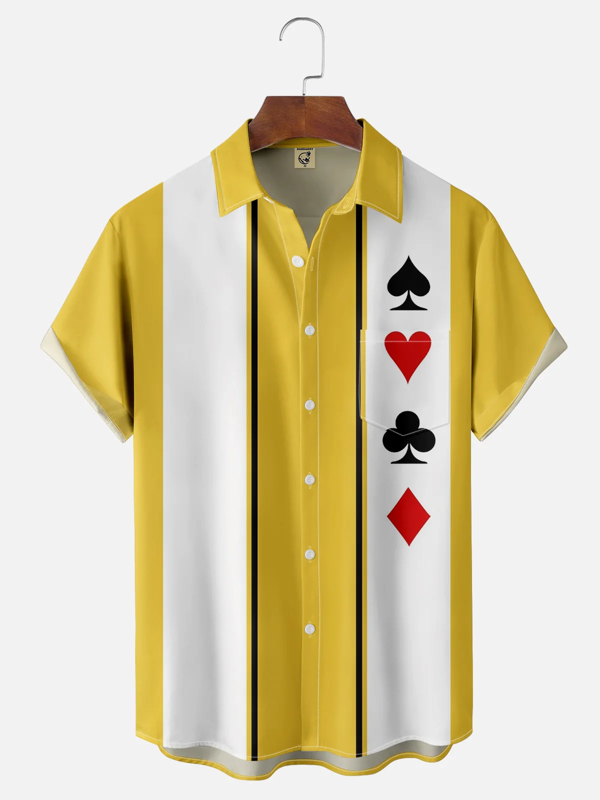 Hardaddy Poker Symbols Chest Pocket Short Sleeve Bowling Shirts