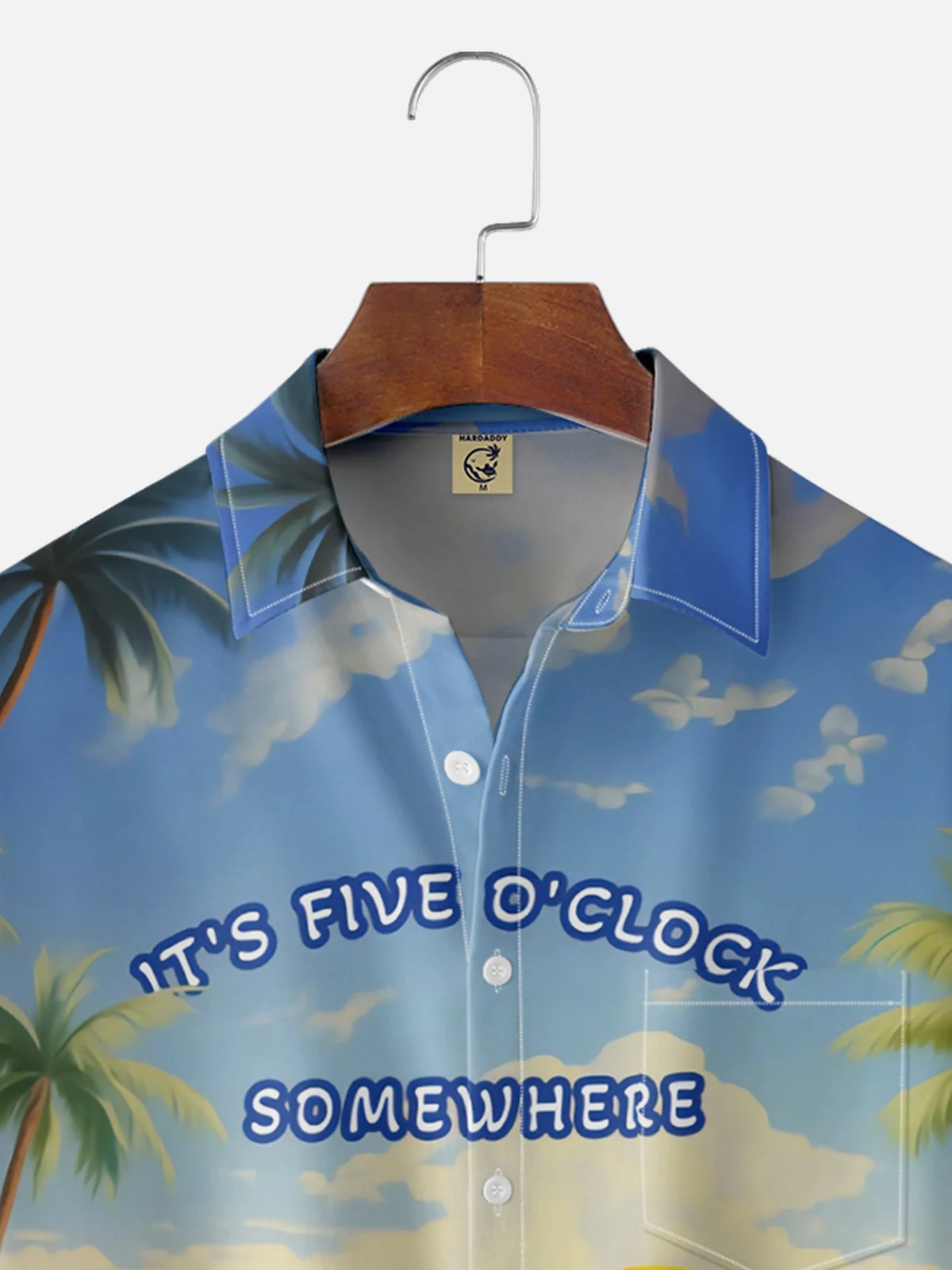 Moisture-wicking Its 5 Oclock Somewhere Chest Pocket Hawaiian Shirt