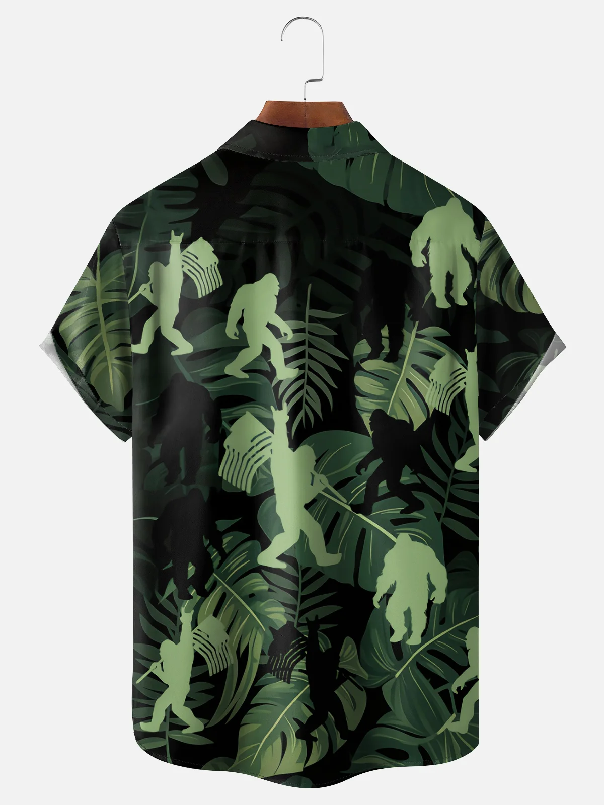Moisture-wicking Breathable Bigfoot Chest Pocket Hawaiian Shirt