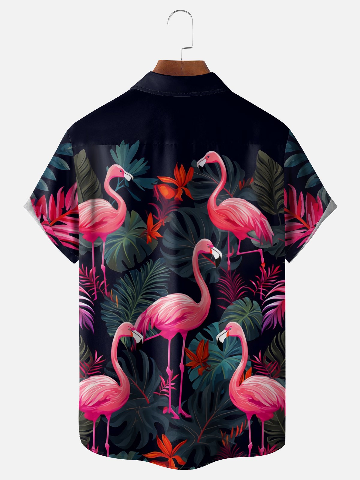 Moisture-wicking Flamingo Chest Pocket Hawaiian Shirt