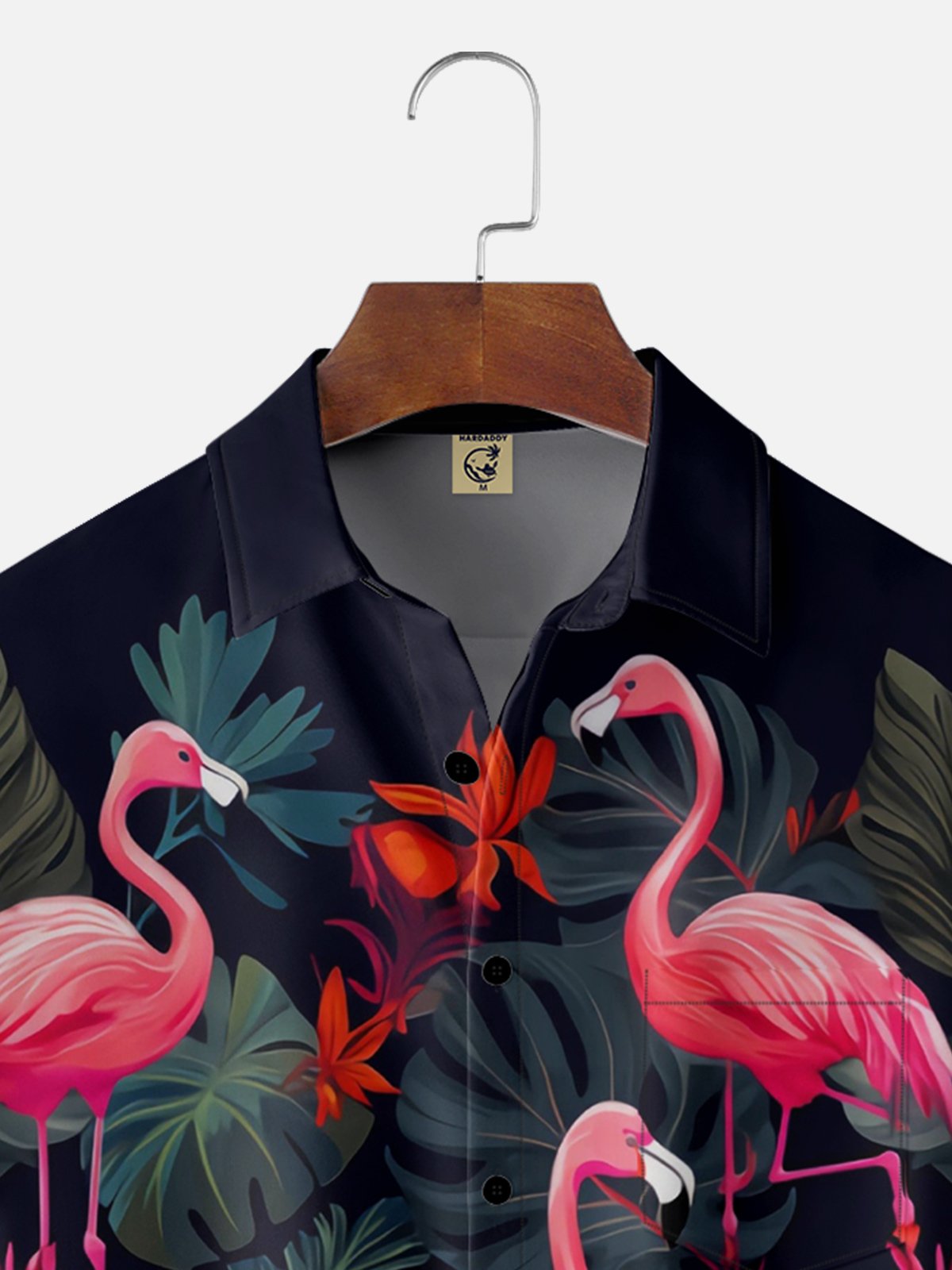 Moisture-wicking Flamingo Chest Pocket Hawaiian Shirt