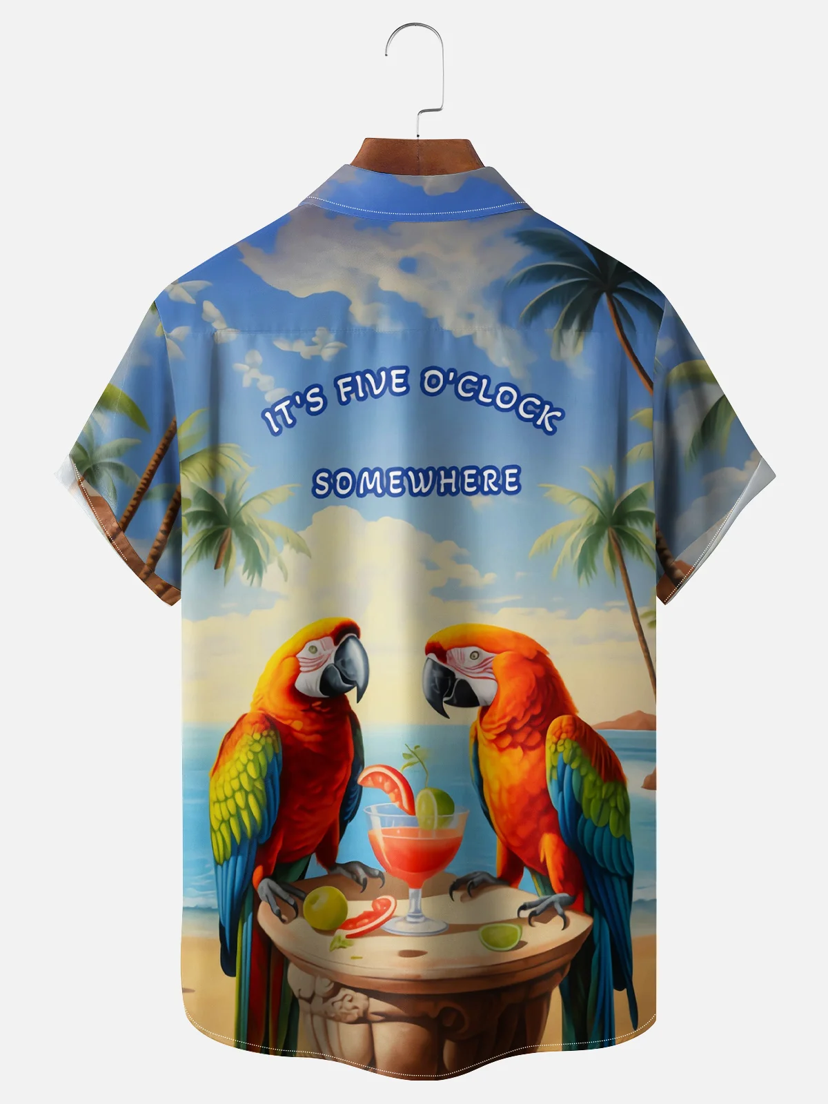 Moisture-wicking Its 5 Oclock Somewhere Chest Pocket Hawaiian Shirt