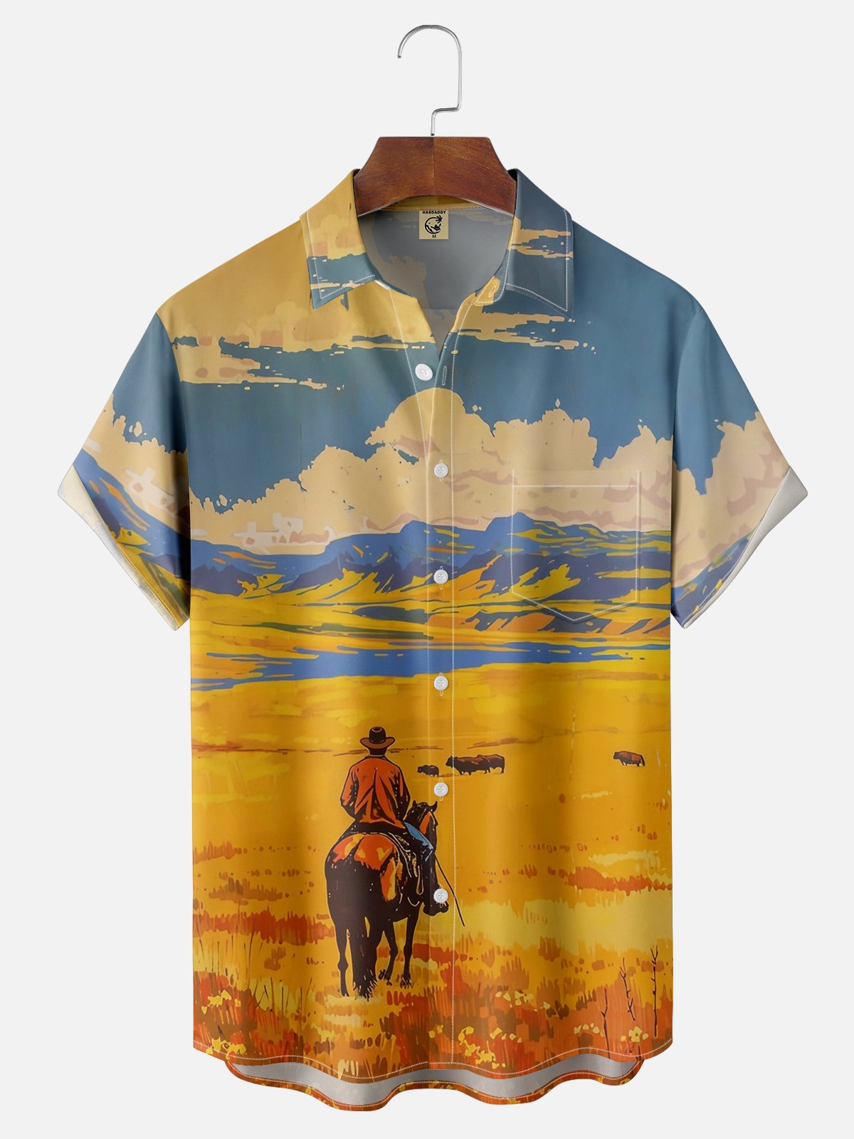 Moisture Wicking Farm Cowboy Scene Hawaiian Shirt