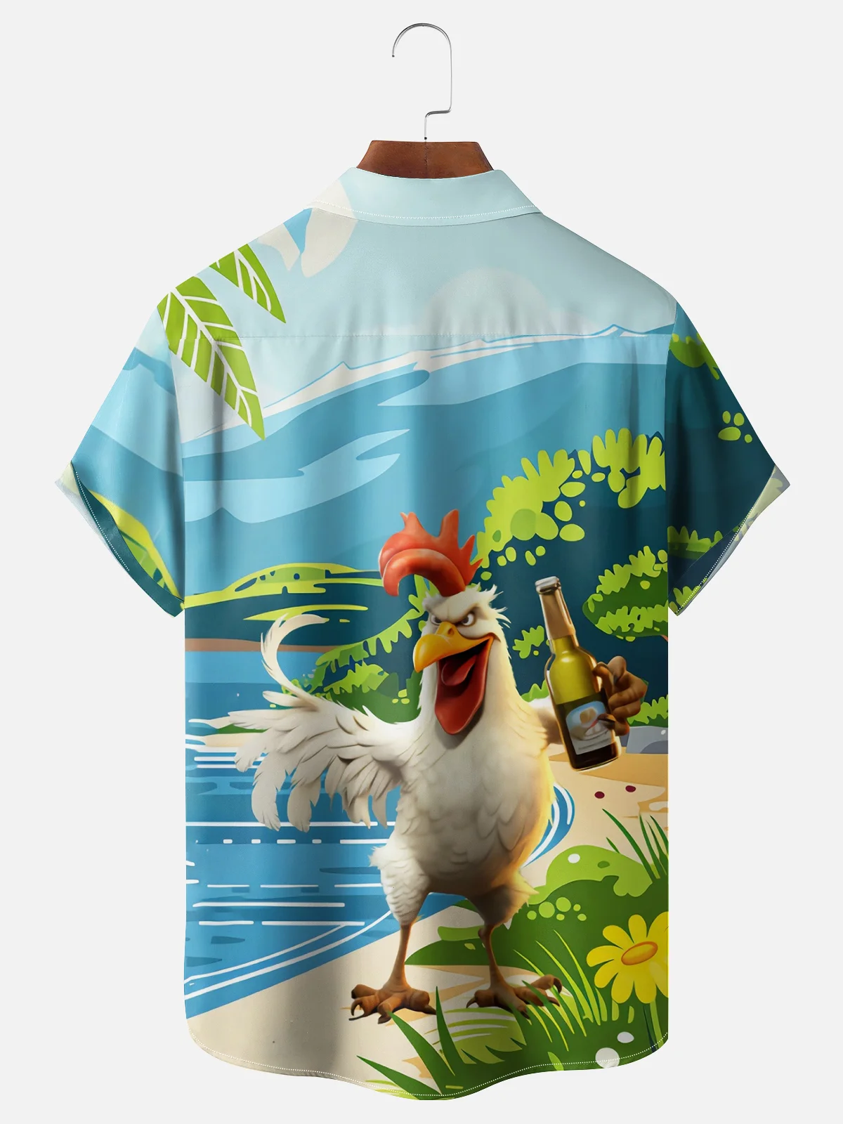 Moisture-wicking Kungfu Chicken Chest Pocket Hawaiian Shirt