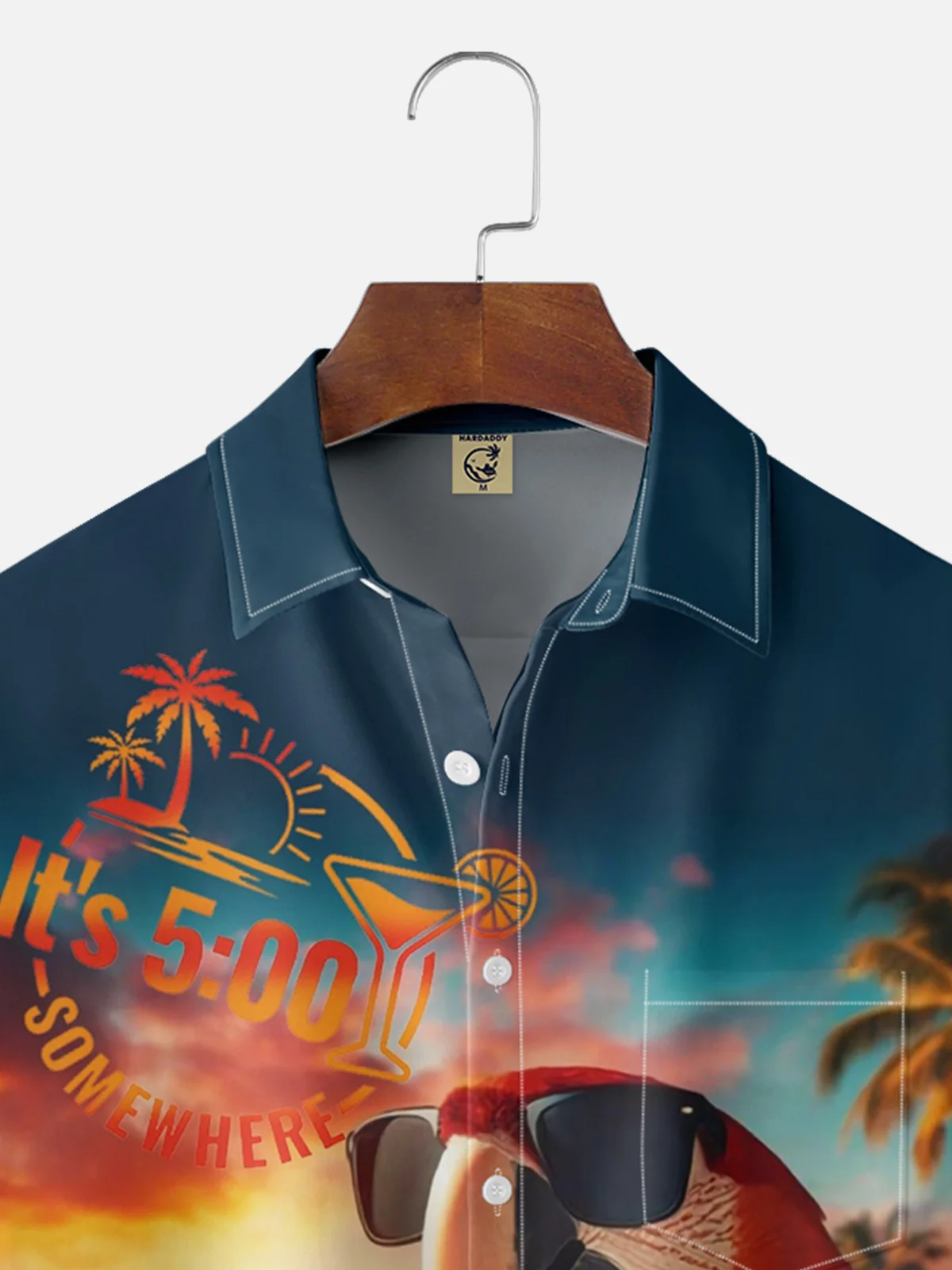 Moisture-wicking is now 5 o'clock Illustration Chest Pocket Hawaiian Shirt