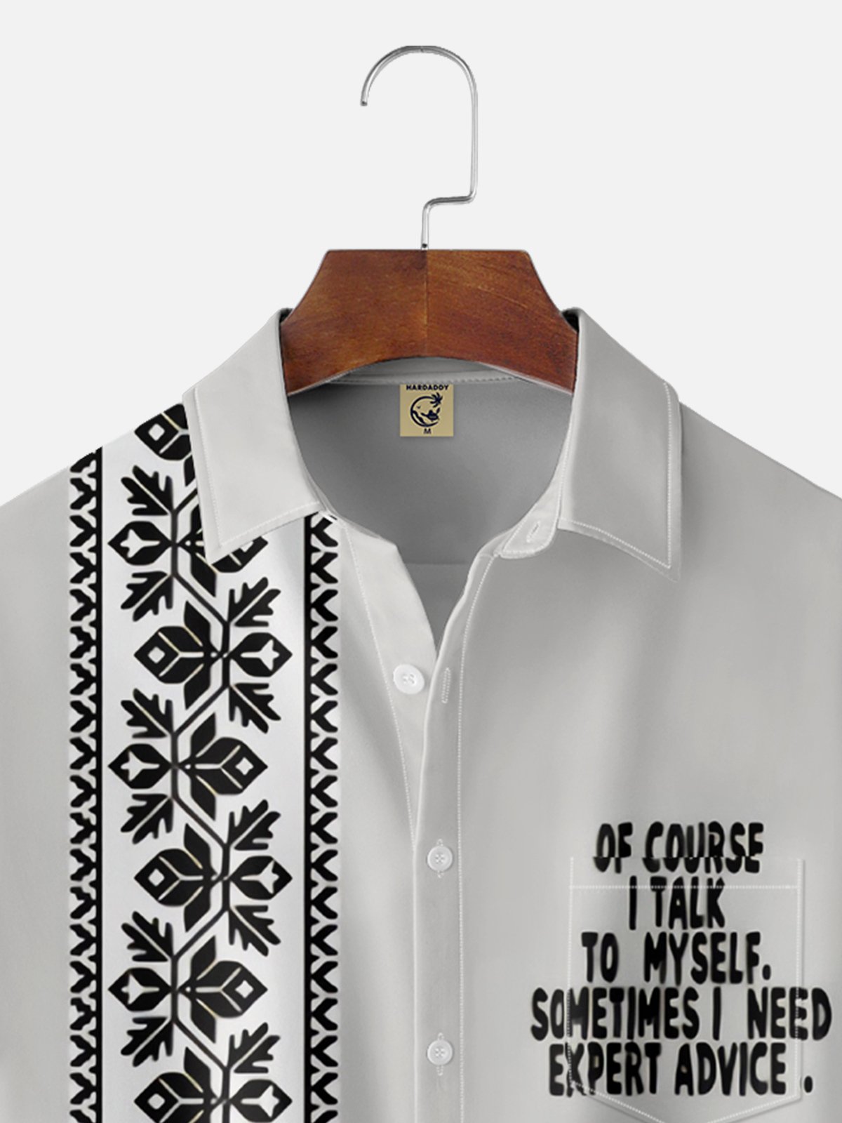 Moisture-wicking Text Chest Pocket Bowling Shirt