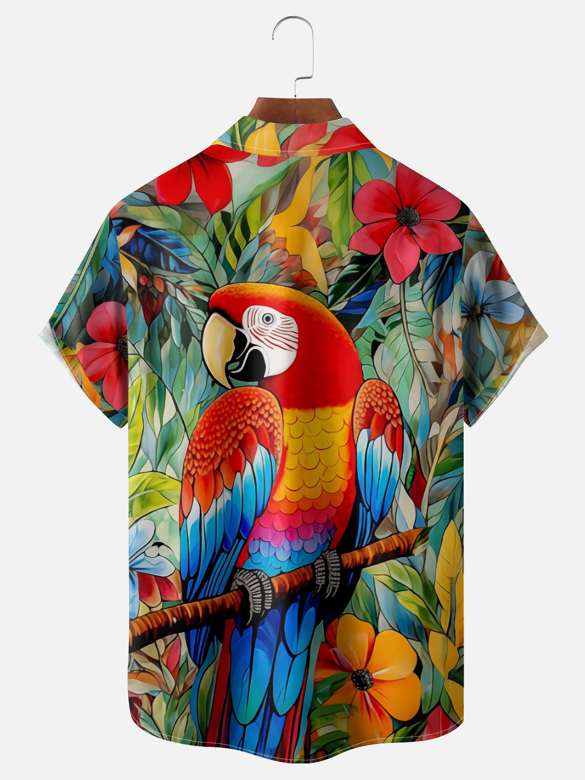 Moisture-wicking Parrot Chest Pocket Hawaiian Shirt