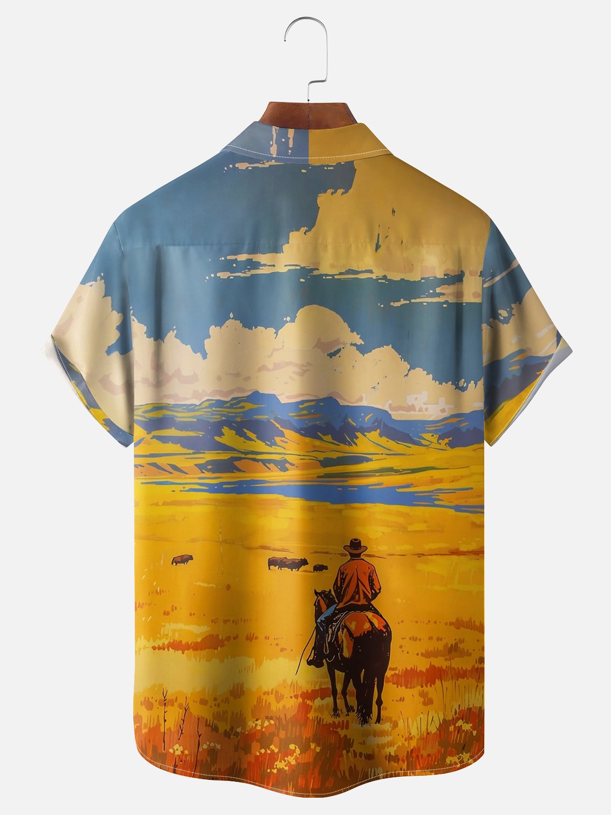 Moisture Wicking Farm Cowboy Scene Hawaiian Shirt