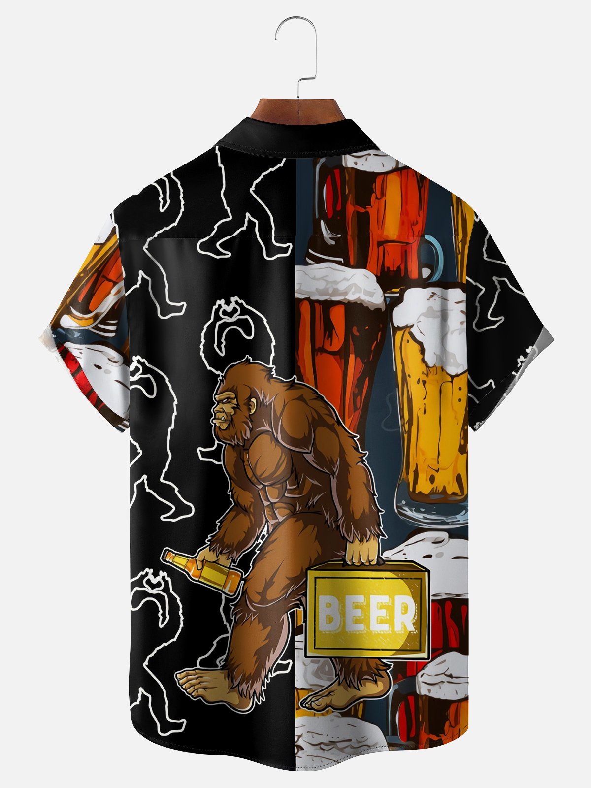 Moisture-wicking Beer Festival Bigfoot Chest Pocket Hawaiian Shirt