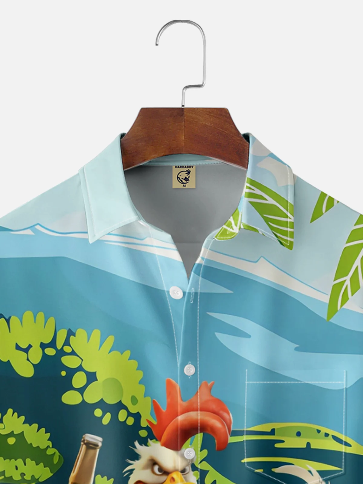 Moisture-wicking Kungfu Chicken Chest Pocket Hawaiian Shirt