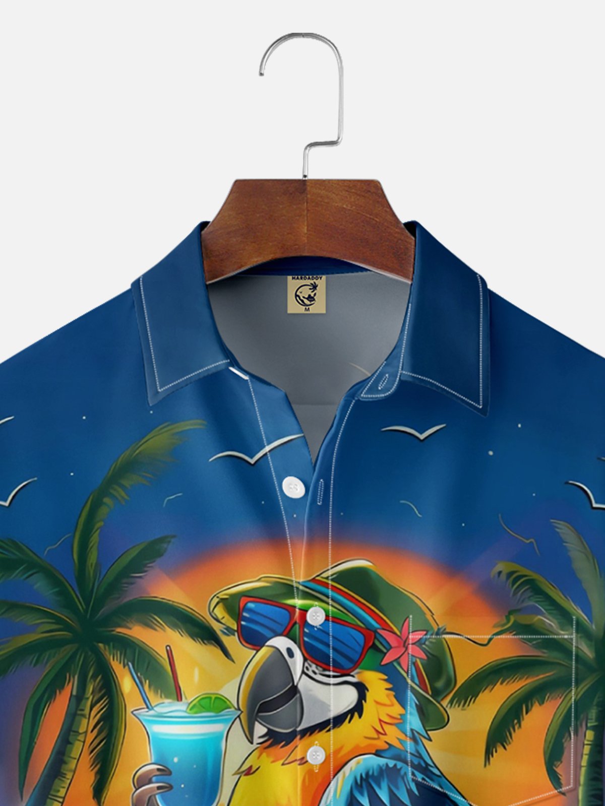 Moisture-wicking Pirate Parrot Chest Pocket Hawaiian Shirt