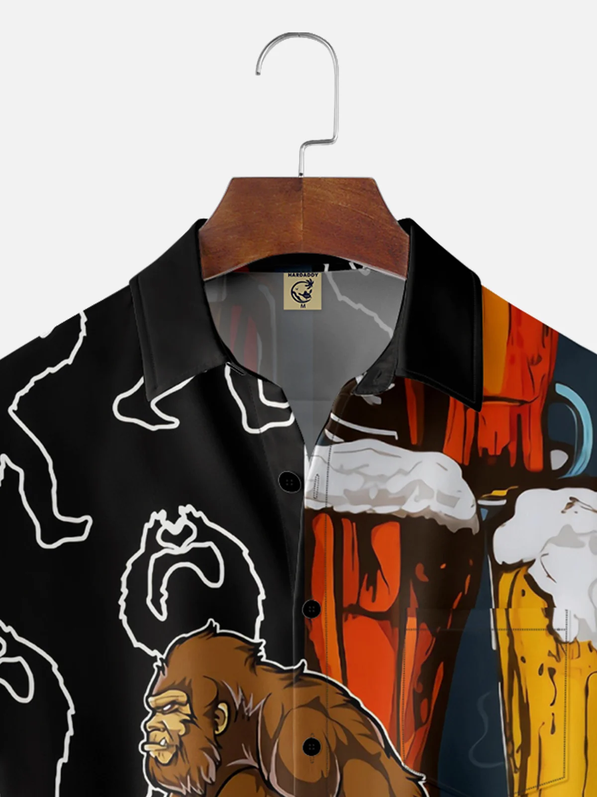 Moisture-wicking Beer Festival Bigfoot Chest Pocket Hawaiian Shirt