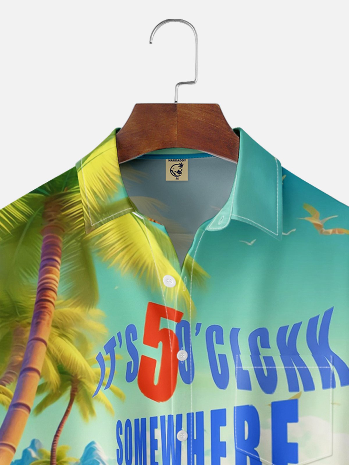 Moisture-wicking It's 5 o'clock Chest Pocket Hawaiian Shirt