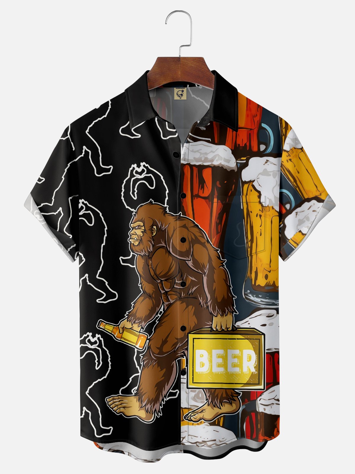 Moisture-wicking Beer Festival Bigfoot Chest Pocket Hawaiian Shirt