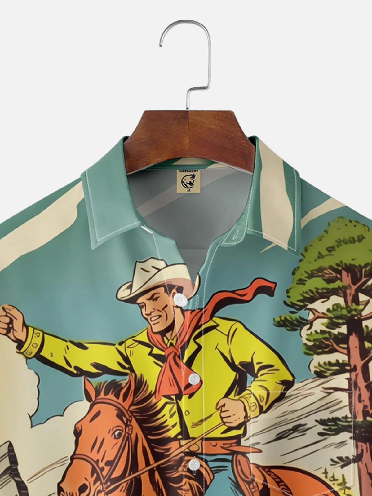 Moisture-wicking Western Cowboy Chest Pocket Hawaiian Shirt