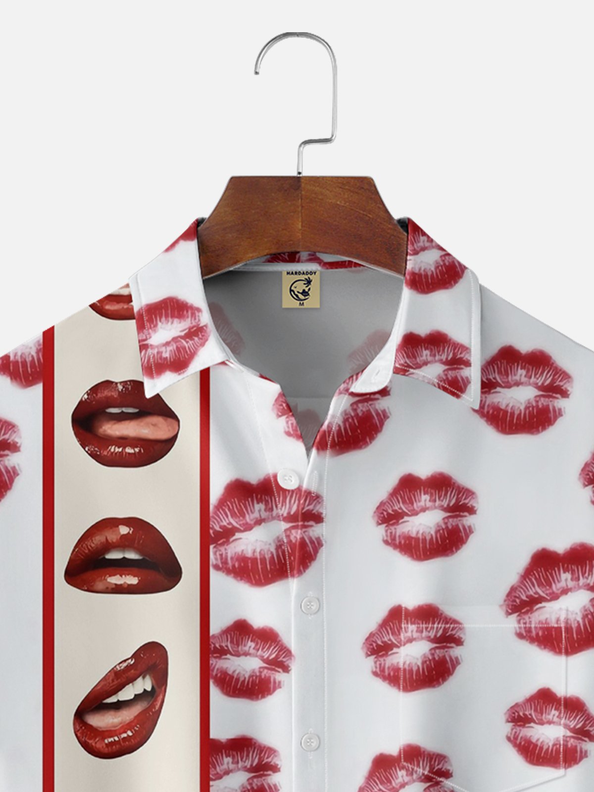 Moisture-wicking Sexy Lips Chest Pocket Bowling Shirt