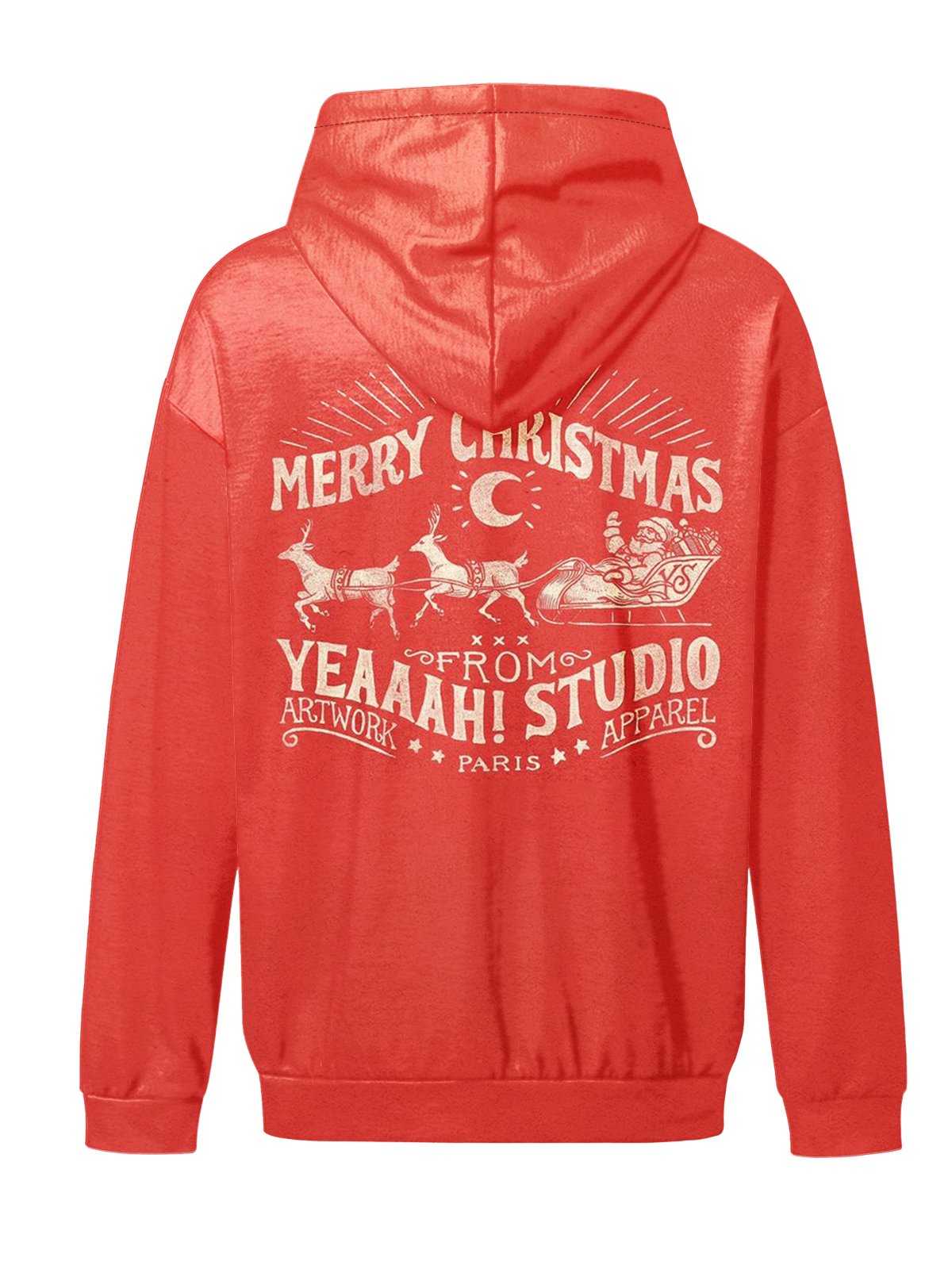 Moisture-wicking Christmas Retro Illustration Hooded Long Sleeve Sweatshirt