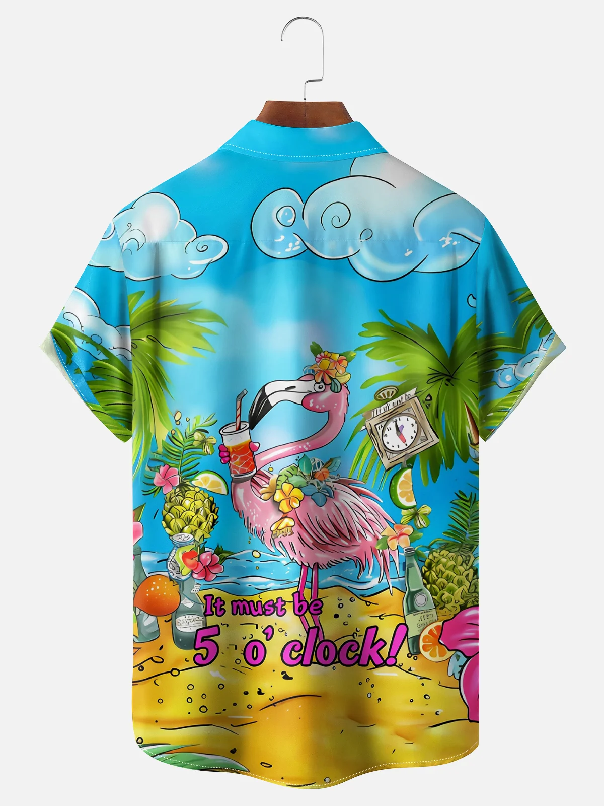 5 O'clock Flamingo Chest Pocket Hawaiian Shirt