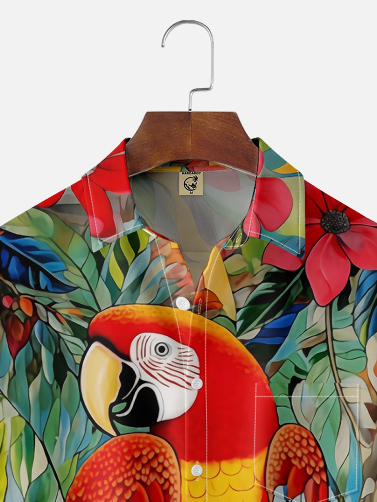 Moisture-wicking Parrot Chest Pocket Hawaiian Shirt