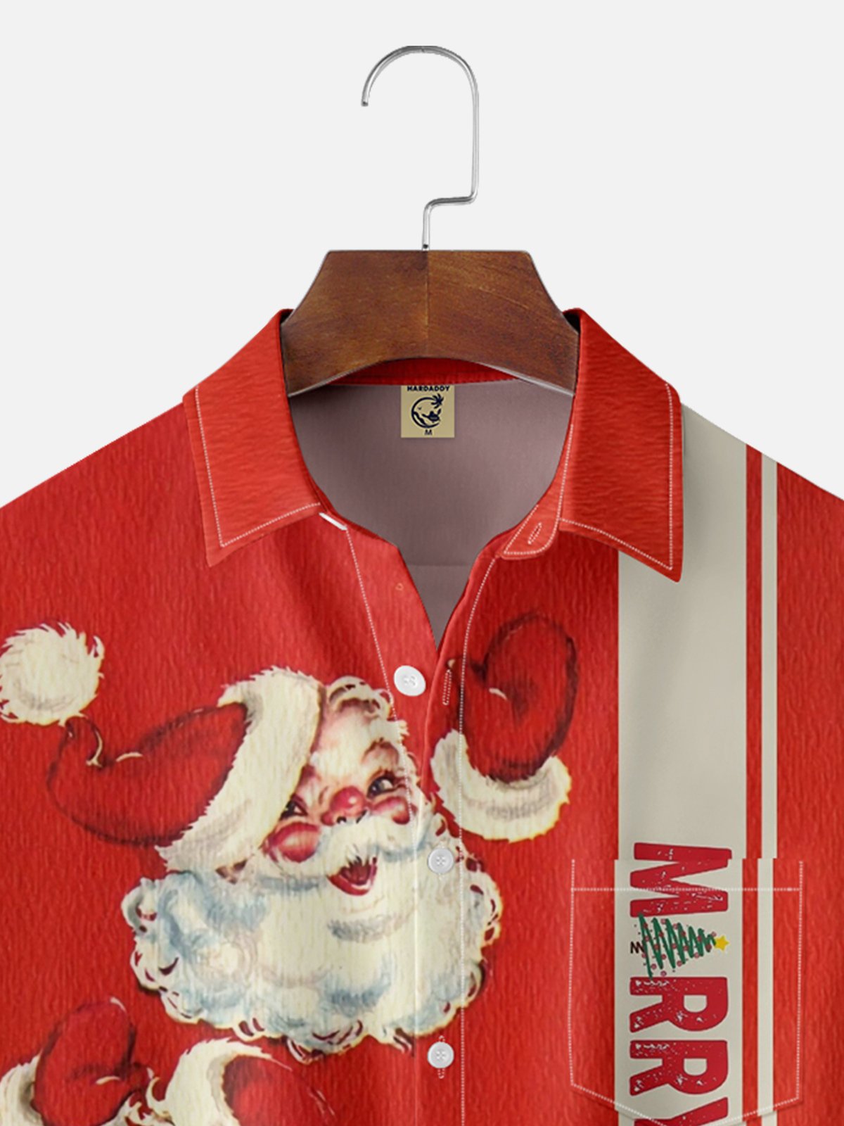 Moisture-wicking Santa Claus Chest Pocket Bowling Shirt