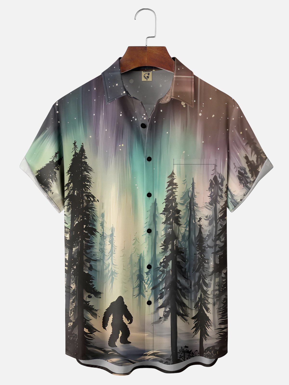 Breathable Bigfoot Adventure Chest Pocket Hawaiian Shirt