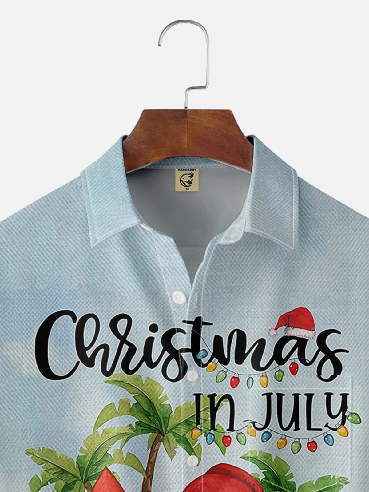 Moisture-wicking Breathable Christmas Santa Chest Pocket Hawaiian Shirt