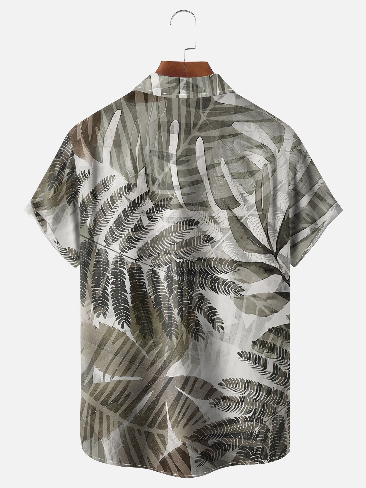 Moisture-wicking Palm Leaf Chest Pocket Hawaiian Shirt