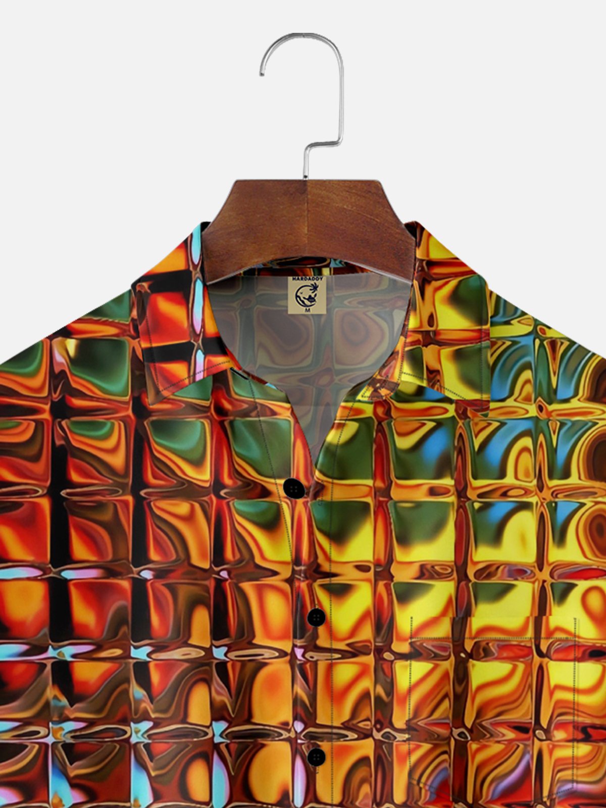 Moisture-wicking Art Geomatric Chest Pocket Hawaiian Shirt