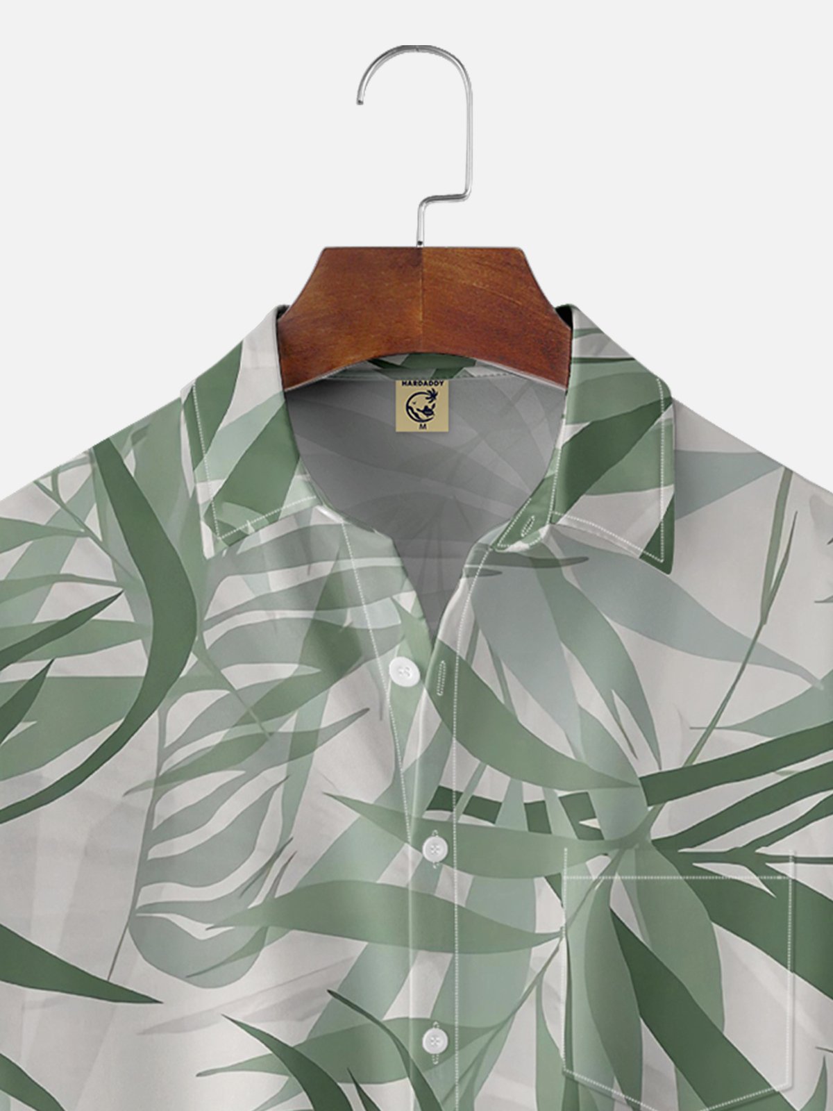 Moisture-wicking Palm Leaf Chest Pocket Hawaiian Shirt