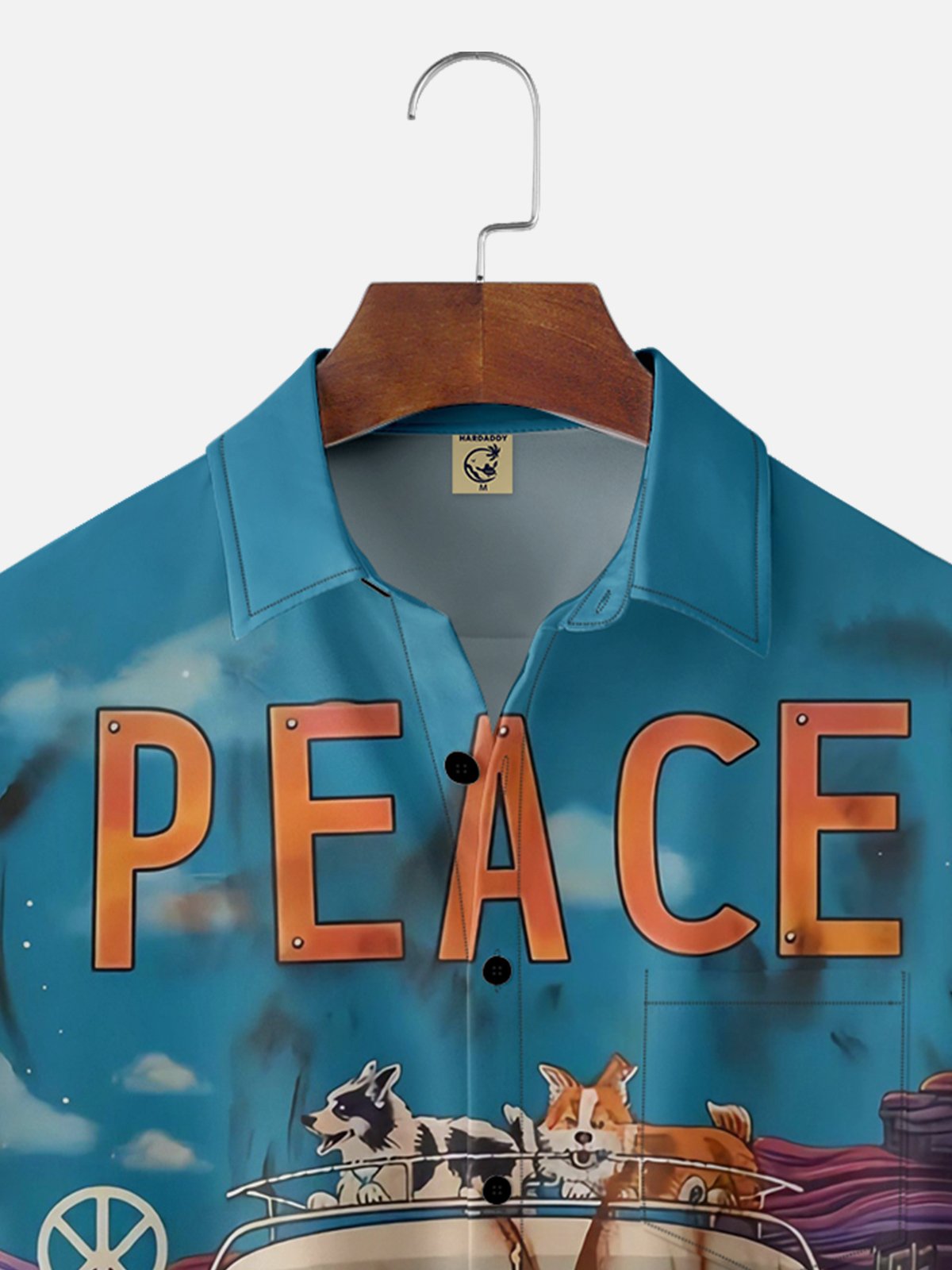 Moisture-wicking Peace Dogs Chest Pocket Hawaiian Shirt