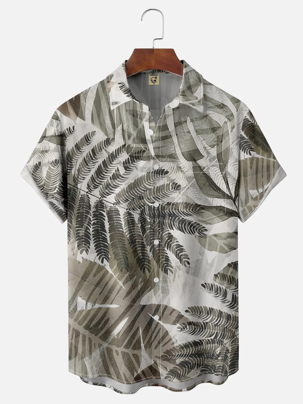 Moisture-wicking Palm Leaf Chest Pocket Hawaiian Shirt