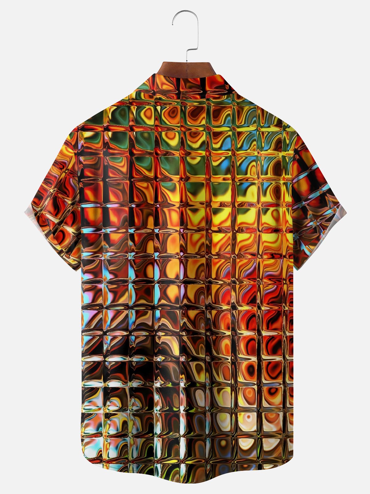 Moisture-wicking Art Geomatric Chest Pocket Hawaiian Shirt